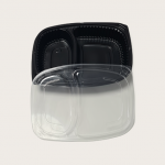 2-geteilt Mikrowellenschalen mit Deckel, Menüschale Lunch Box, 320 Stück, Schwarz