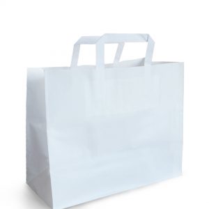 (22+10×28cm) Papiertragetaschen, Papiertüten, Papiertaschen Weiss 250 Stück